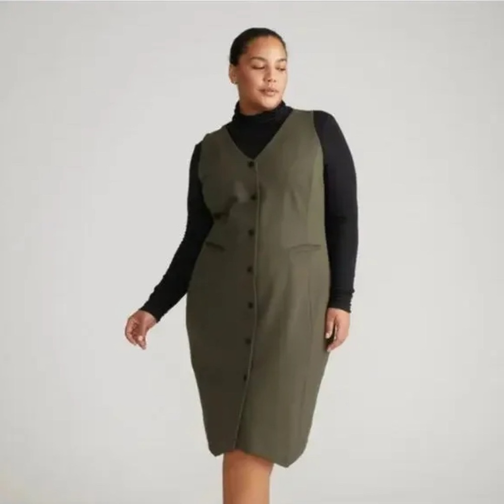 Universal Standard Prestige Gallery 2XS NWT (6-8) Button-Front Ponte Midi Dress